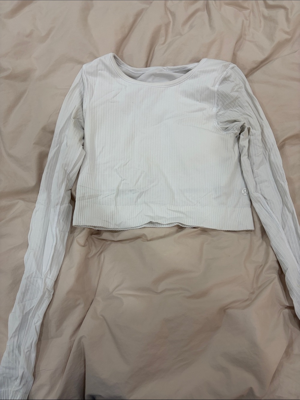 lululemon athletica White Ribbed Long-Sleeve Crop Top